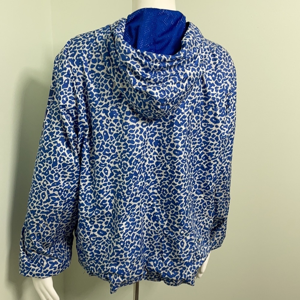 Adidas NEO Blue White Animal Print Wind Breaker Zipper Jacket Large - Picture 5 of 7
